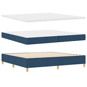 Postel s boxspringem s čelo Modrá 200 x 200 cm textil - obrázek 3
