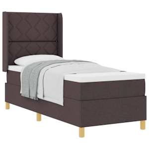Postel s boxspringem s čelo Tmavě hnědá 80 x 200 cm textil - obrázek 2