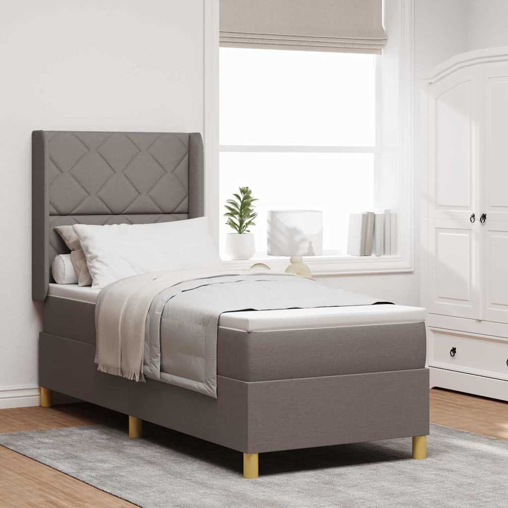 Kasti vedrustusvoodi koos madratsiga Taupe 80x200 cm kangas