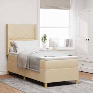 Postel s boxspringem s čelo Krémová 80 x 200 cm textil - obrázek 1