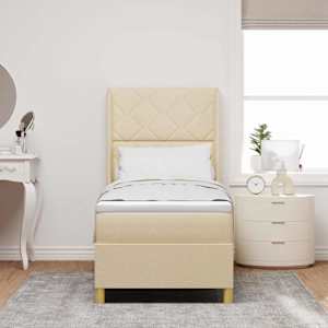 Postel s boxspringem s čelo Krémová 80 x 200 cm textil - obrázek 3