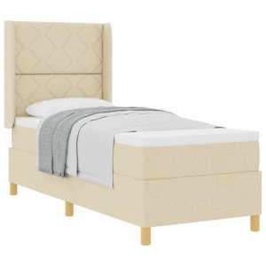 Postel s boxspringem s čelo Krémová 80 x 200 cm textil - obrázek 2