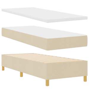 Postel s boxspringem s čelo Krémová 80 x 200 cm textil - obrázek 5
