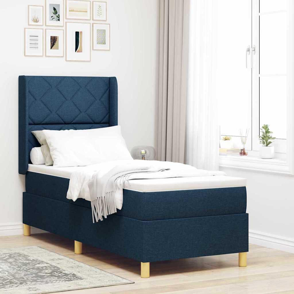 vidaXL Pat cu saltea cu arcuri cu saltea albastru 80 x 200 cm țesătură