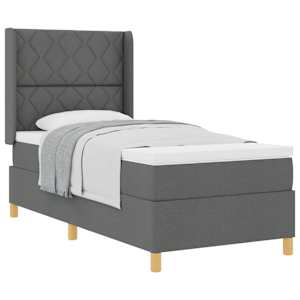 Postel s boxspringem s čelo Tmavě šedá 90 x 190 cm textil - obrázek 2