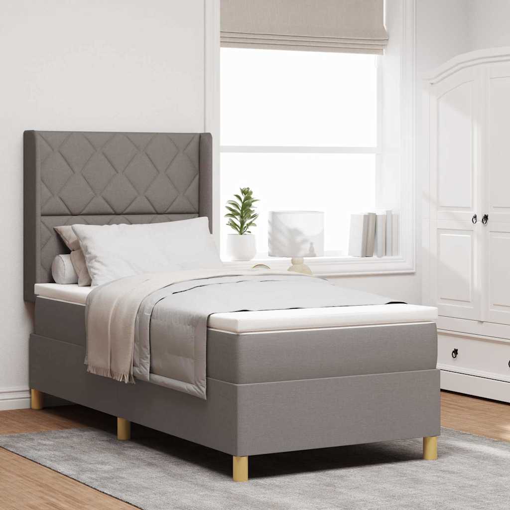 Box Spring Voodi Madratsiga Pruunikashall 90x200 cm Kangas