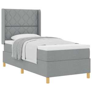 Postel s boxspringem s čelo Světle šedá 100 x 200 cm textil - obrázek 2