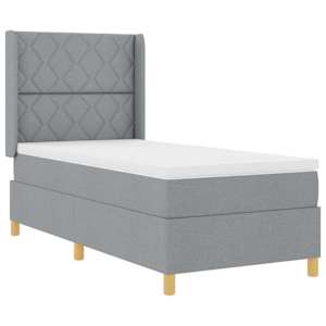 Postel s boxspringem s čelo Světle šedá 100 x 200 cm textil - obrázek 4