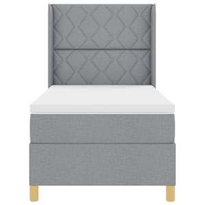 Postel s boxspringem s čelo Světle šedá 100 x 200 cm textil - obrázek 7