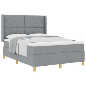 Postel s boxspringem s čelo Světle šedá 140 x 190 cm textil - obrázek 2