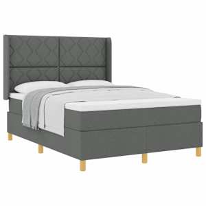 Postel s boxspringem s čelo Tmavě šedá 140 x 190 cm textil - obrázek 2
