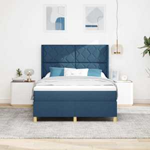 Postel s boxspringem s matrací s čelo Modrá 160 x 200 cm textil - obrázek 3