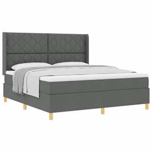 Postel s boxspringem s čelo Tmavě šedá 180 x 200 cm textil - obrázek 2