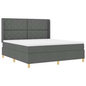 Postel s boxspringem s čelo Tmavě šedá 180 x 200 cm textil - obrázek 3