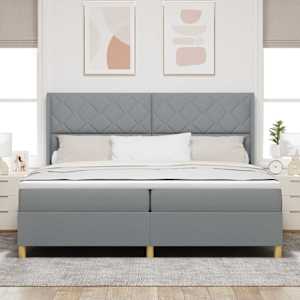Postel s boxspringem s čelo Světle šedá 200 x 200 cm textil - obrázek 3