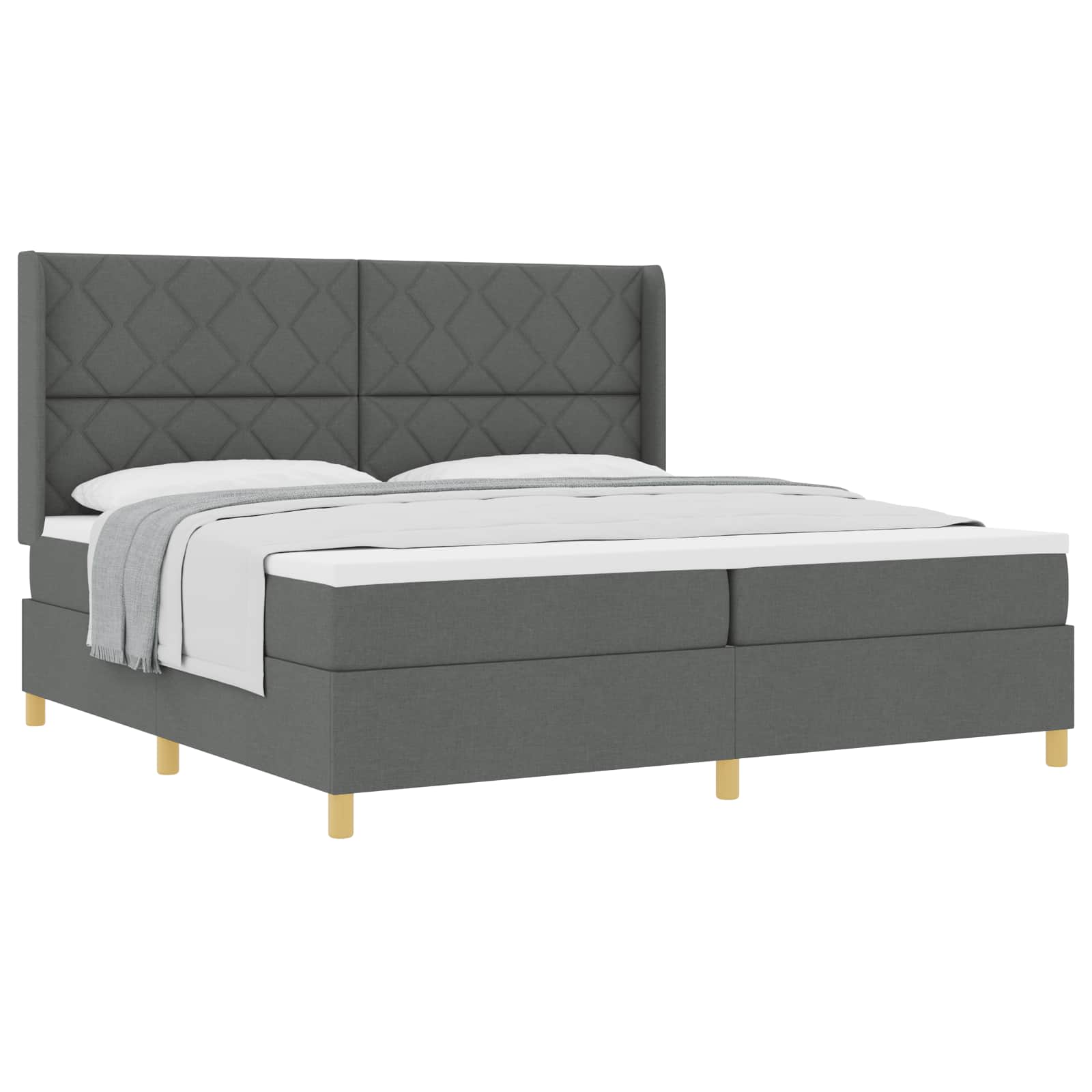 Letto a molle con materasso Grigio scuro 200 x 200 cm Tessuto 3341918