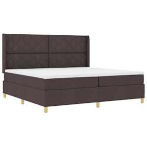 Postel s boxspringem s čelo Tmavě hnědá 200 x 200 cm textil - obrázek 2