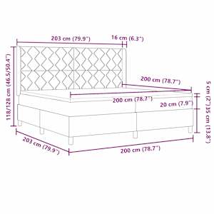 Postel s boxspringem s čelo Tmavě hnědá 200 x 200 cm textil - obrázek 9