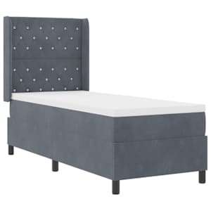 Postel s boxspringem s matrací Tmavě šedá 80 x 200 cm samet - obrázek 3
