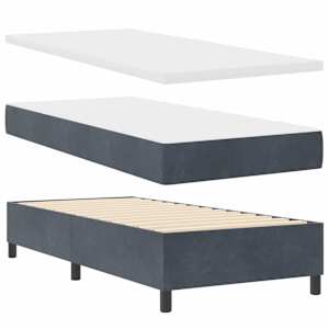 Postel s boxspringem s matrací Tmavě šedá 100 x 200 cm samet - obrázek 5
