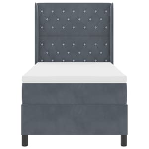 Postel s boxspringem s matrací Tmavě šedá 100 x 200 cm samet - obrázek 7