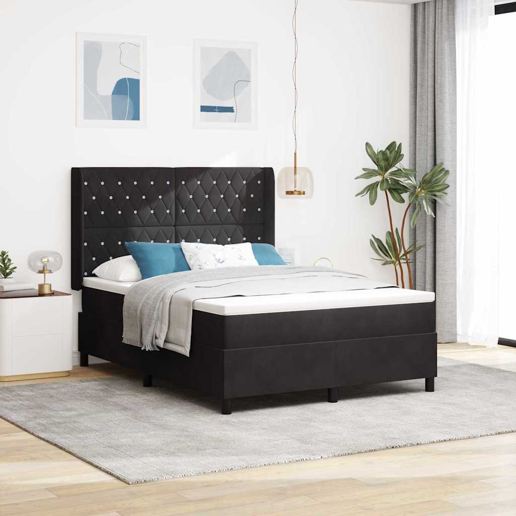 Box Spring Bed koos Mati Must 140x190 cm Samet
