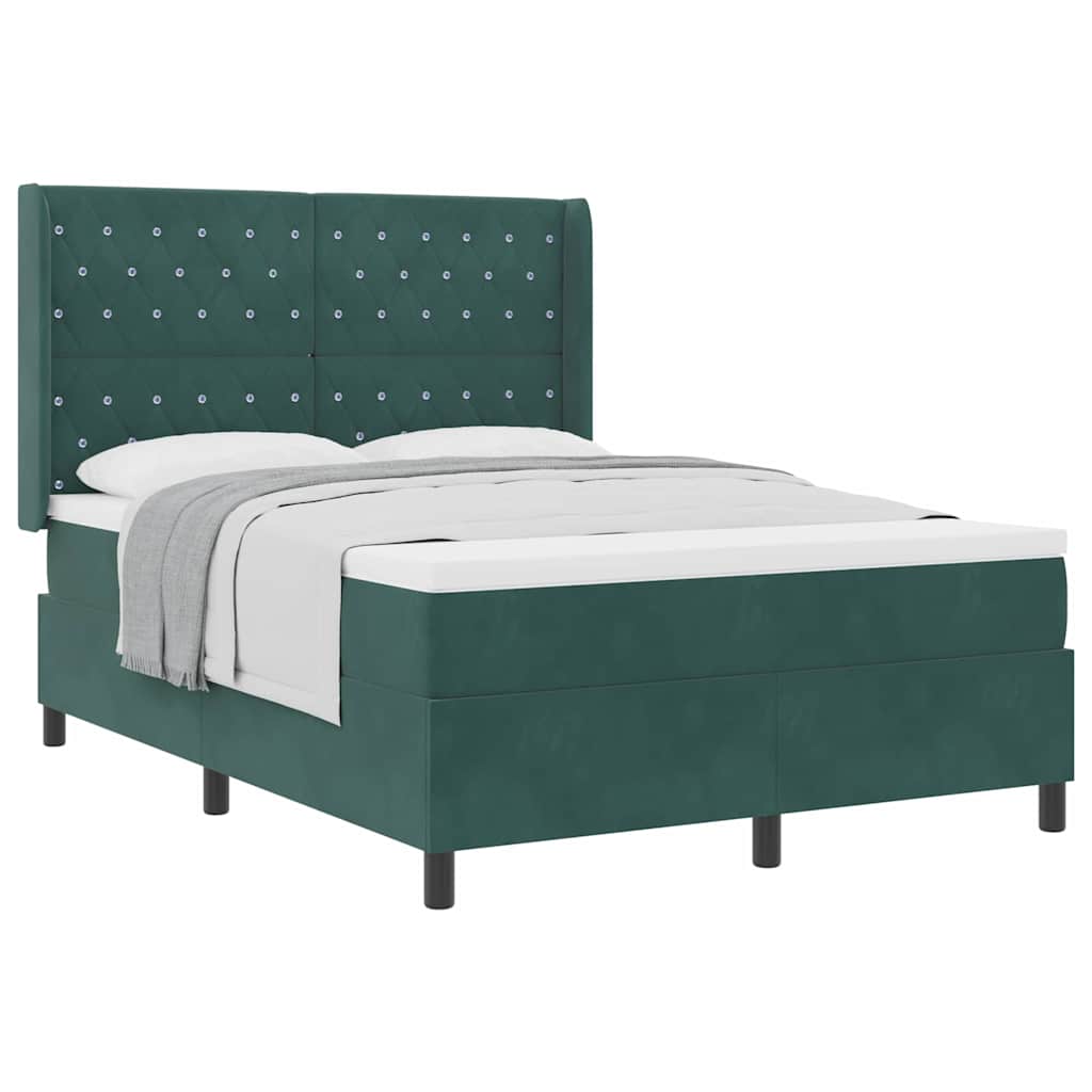 Thumbnail - vidaXL Boxspringbett mit Kopfteil Dunkelgrün 140 x 200 cm Samt