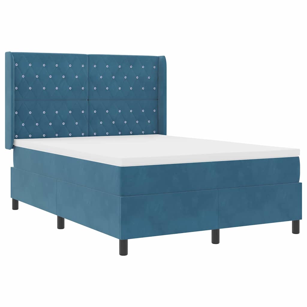 Thumbnail - vidaXL Boxspringbett mit Kopfteil Blau 140 x 200 cm Samt