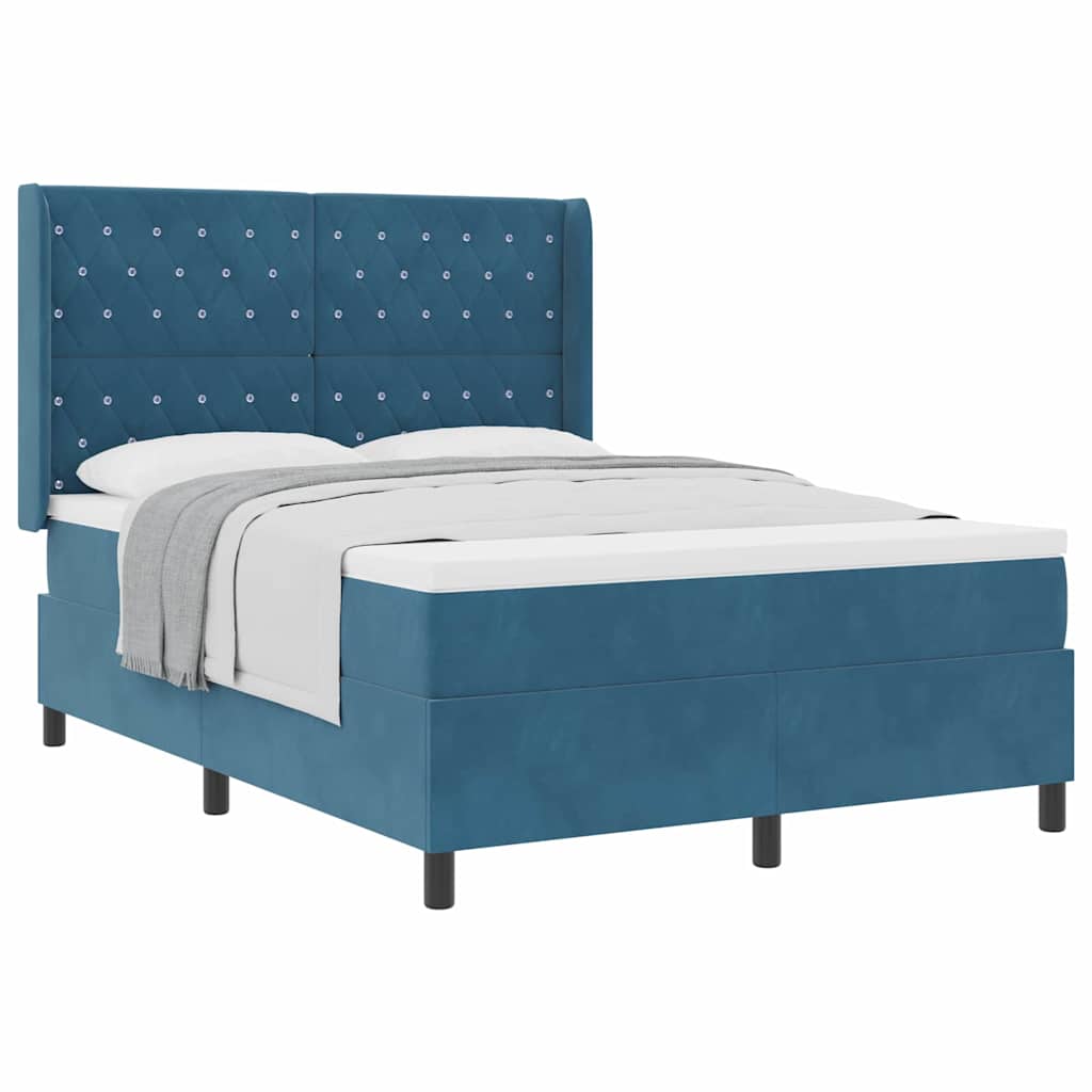 Thumbnail - vidaXL Boxspringbett mit Kopfteil Blau 140 x 200 cm Samt