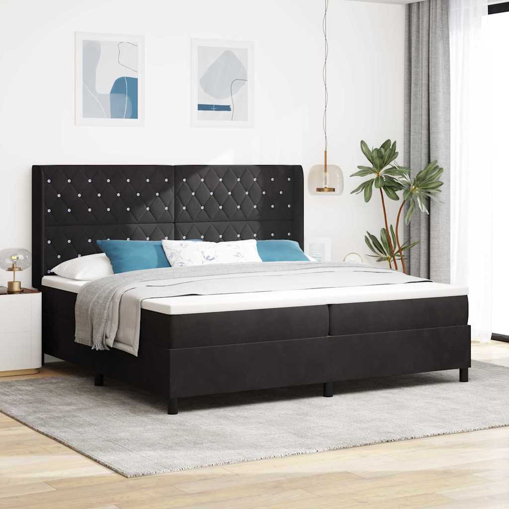 Kõrgevoodi koos madratsiga Must 200x200 cm Samet