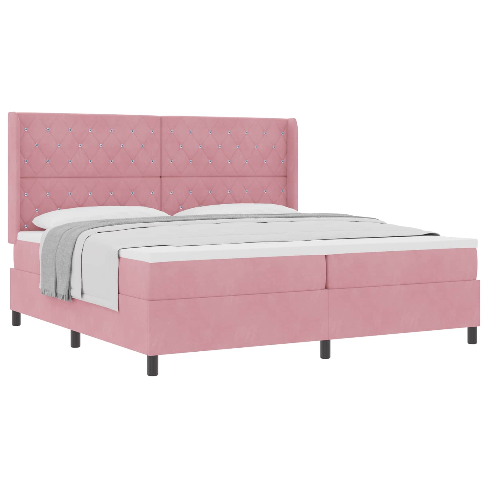 vidaXL Boxspringbed met matras Roze 200 x 200 cm Fluweel, foto 3