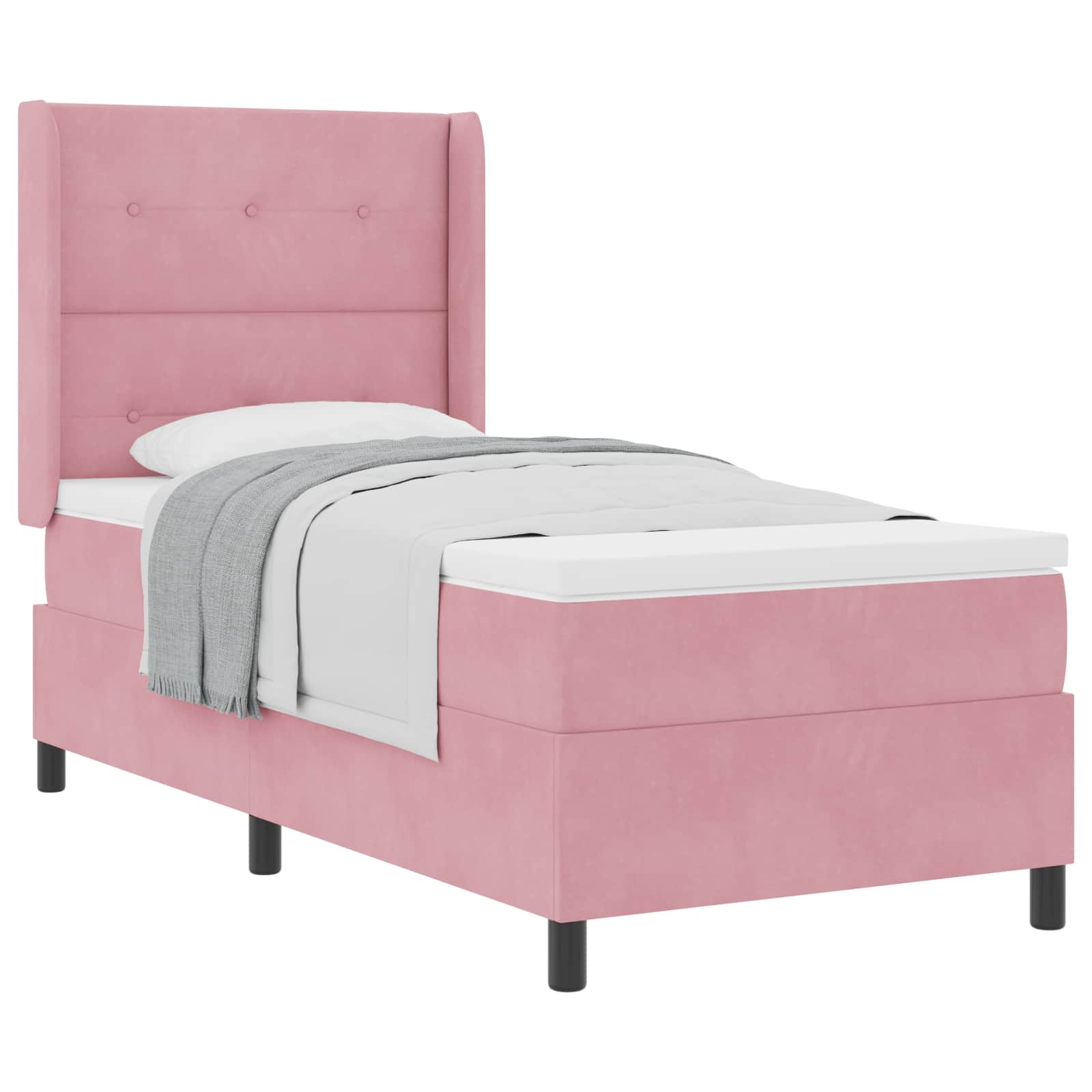 vidaXL Boxspringbett mit Matratze mit Kopfteil Rosa 80 x 200 cm Samt