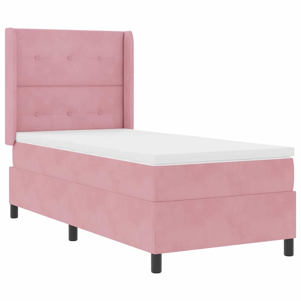vidaXL Pat cu arcuri cu headboard Roz 80 x 200 cm Catifea
