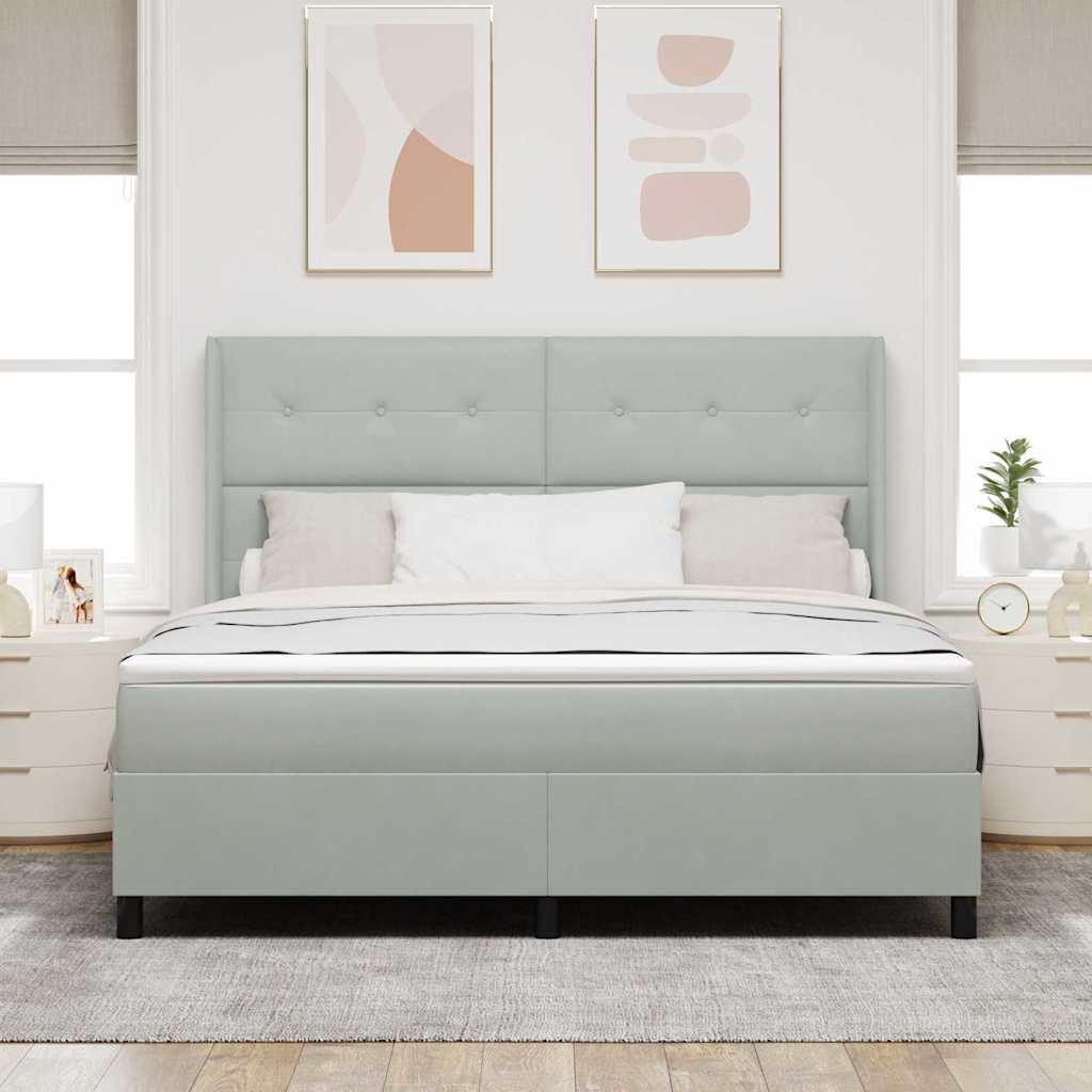 Postel s boxspringem s matrací Světle šedá 180 x 200 cm samet - obrázek 3