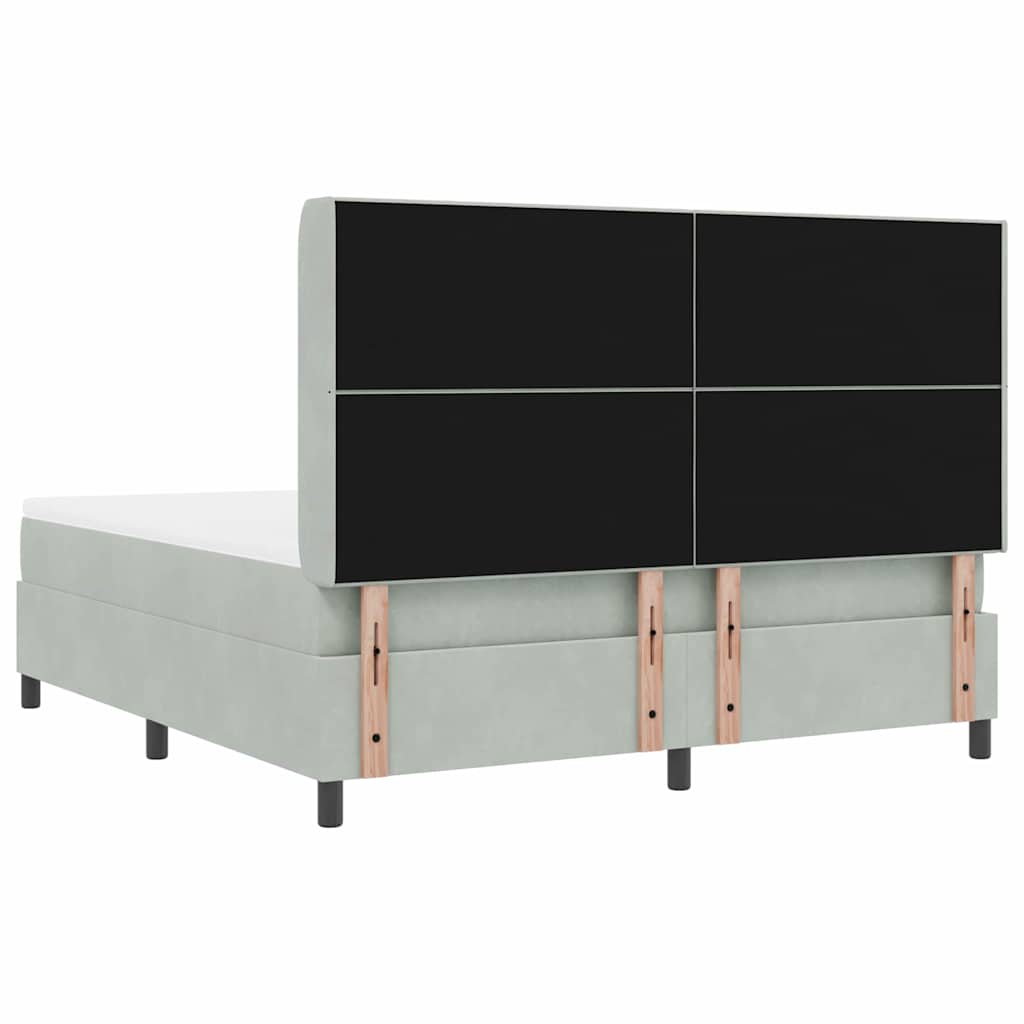 Postel s boxspringem s matrací Světle šedá 180 x 200 cm samet - obrázek 9