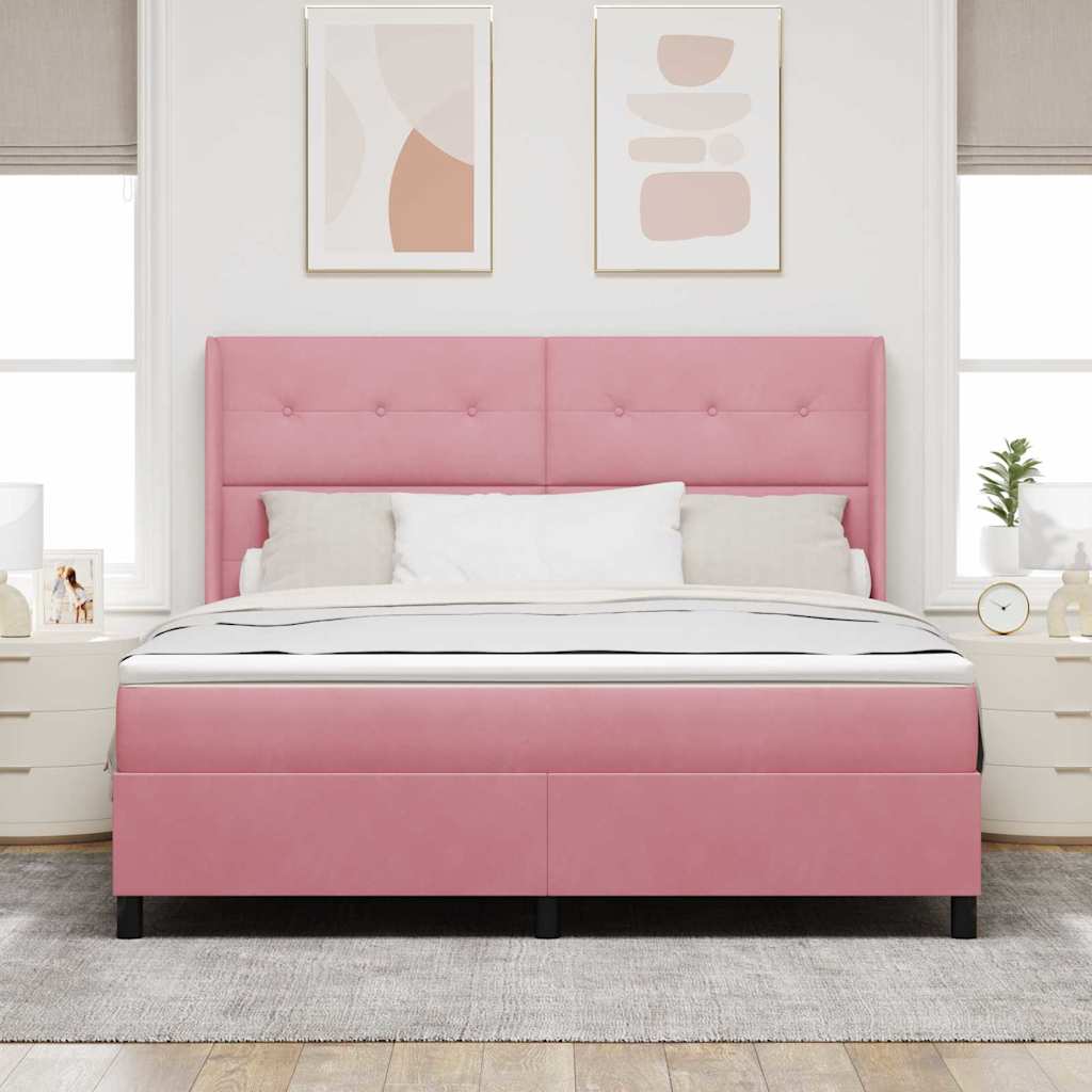 Thumbnail - vidaXL Boxspringbett mit Matratze mit Kopfteil Rosa 180 x 200 cm Samt