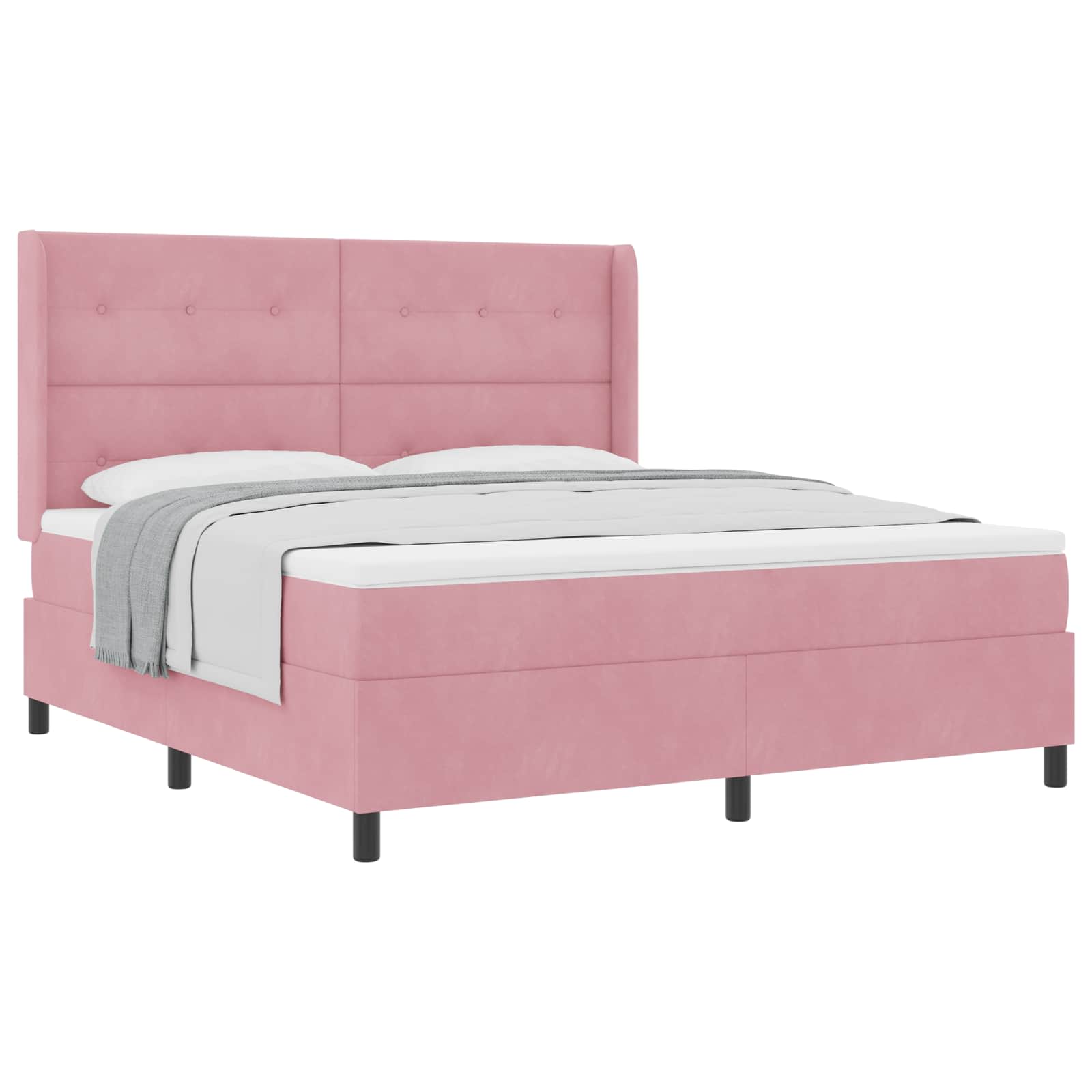 Thumbnail - vidaXL Boxspringbett mit Matratze mit Kopfteil Rosa 180 x 200 cm Samt