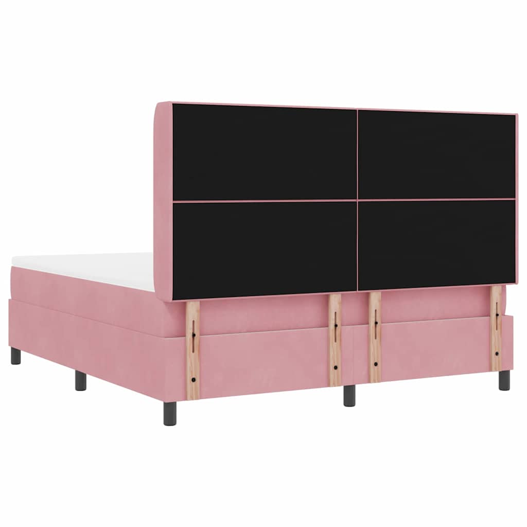Postel s boxspringem s matrací s čelo Růžová 180 x 200 cm samet - obrázek 9