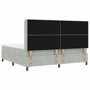 Postel s boxspringem s čelo Světle šedá 200 x 200 cm samet - obrázek 8