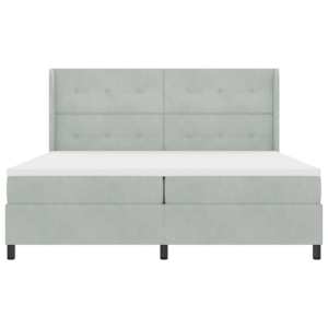 Postel s boxspringem s čelo Světle šedá 200 x 200 cm samet - obrázek 6