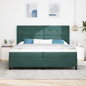 Postel s boxspringem s čelo Tmavě zelená 200 x 200 cm samet - obrázek 3