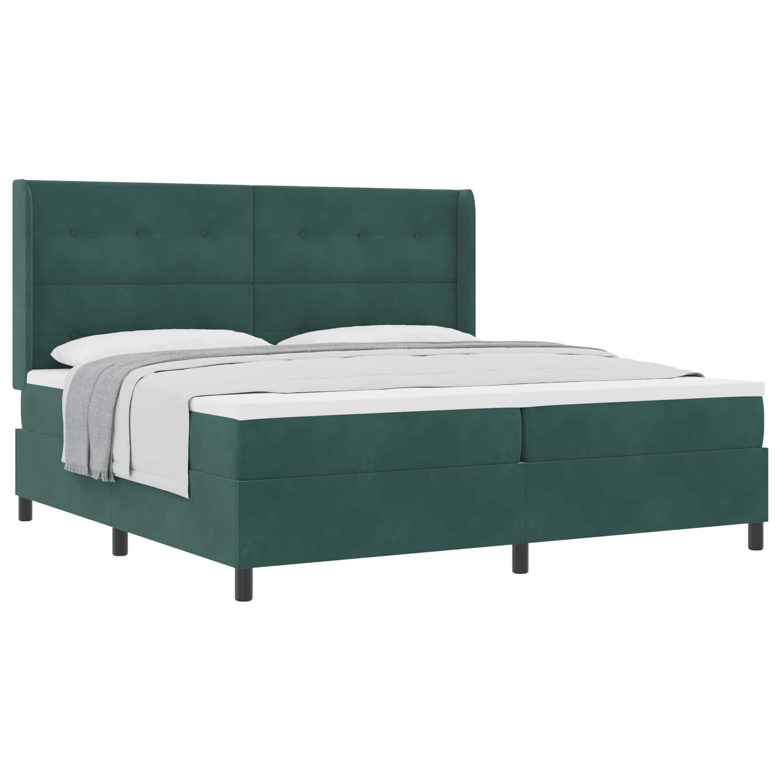 Postel s boxspringem s matrací Tmavě zelená 200 x 200 cm samet 3342029