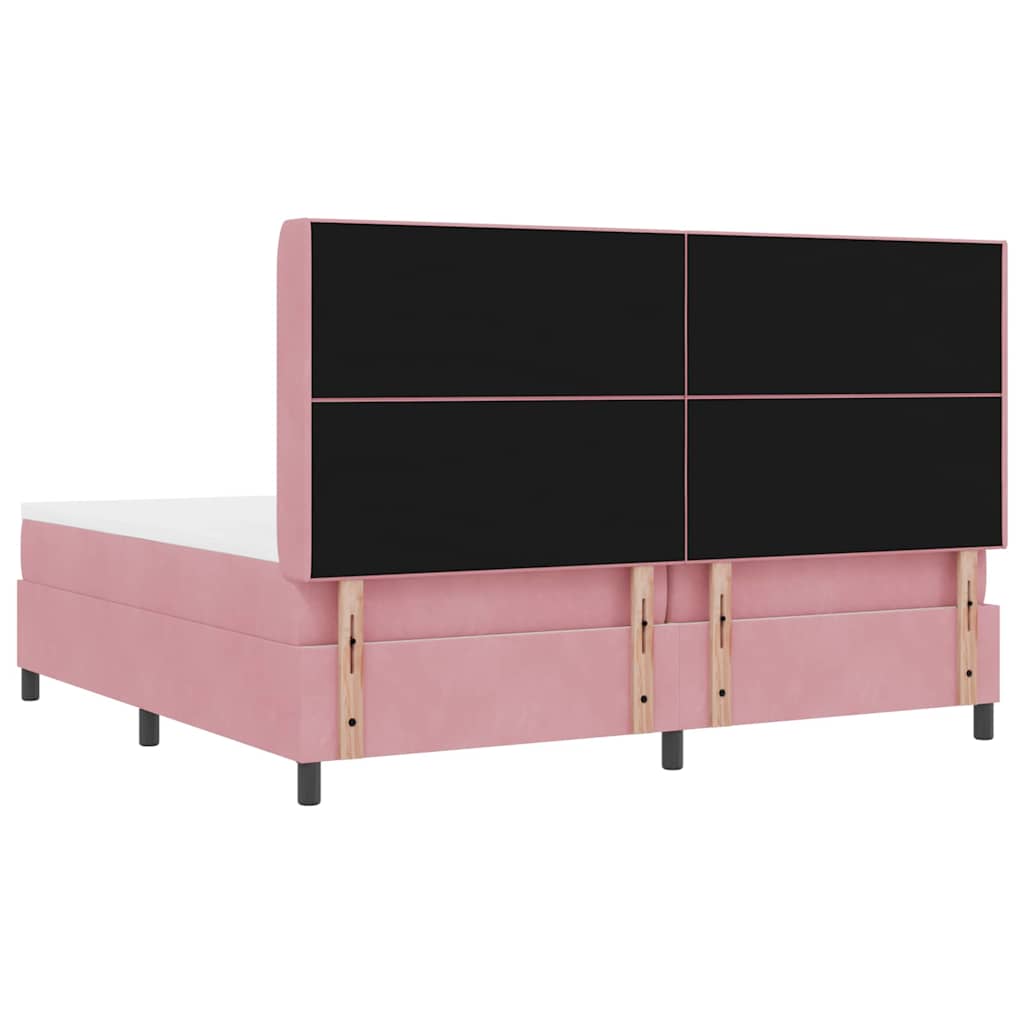 Postel s boxspringem s matrací s čelo Růžová 200 x 200 cm samet - obrázek 9