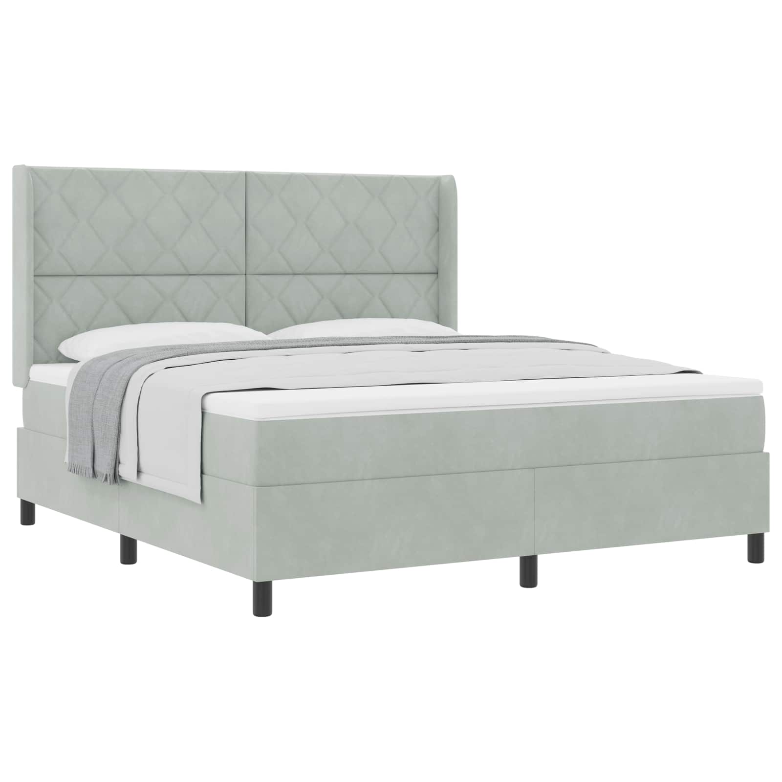 vidaXL Boxspringbed met hoofdeinde Lichtgrijs 180 x 200 cm Fluweel, foto 3