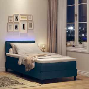Postel s boxspringem s matrací s LED Modrá 80 x 200 cm textil - obrázek 5