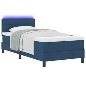 Postel s boxspringem s matrací s LED Modrá 80 x 200 cm textil - obrázek 3