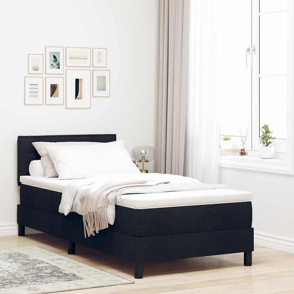 Kastispringi Voodi koos Madratsi ja LED Valgusega Must 90x190 cm Kanga