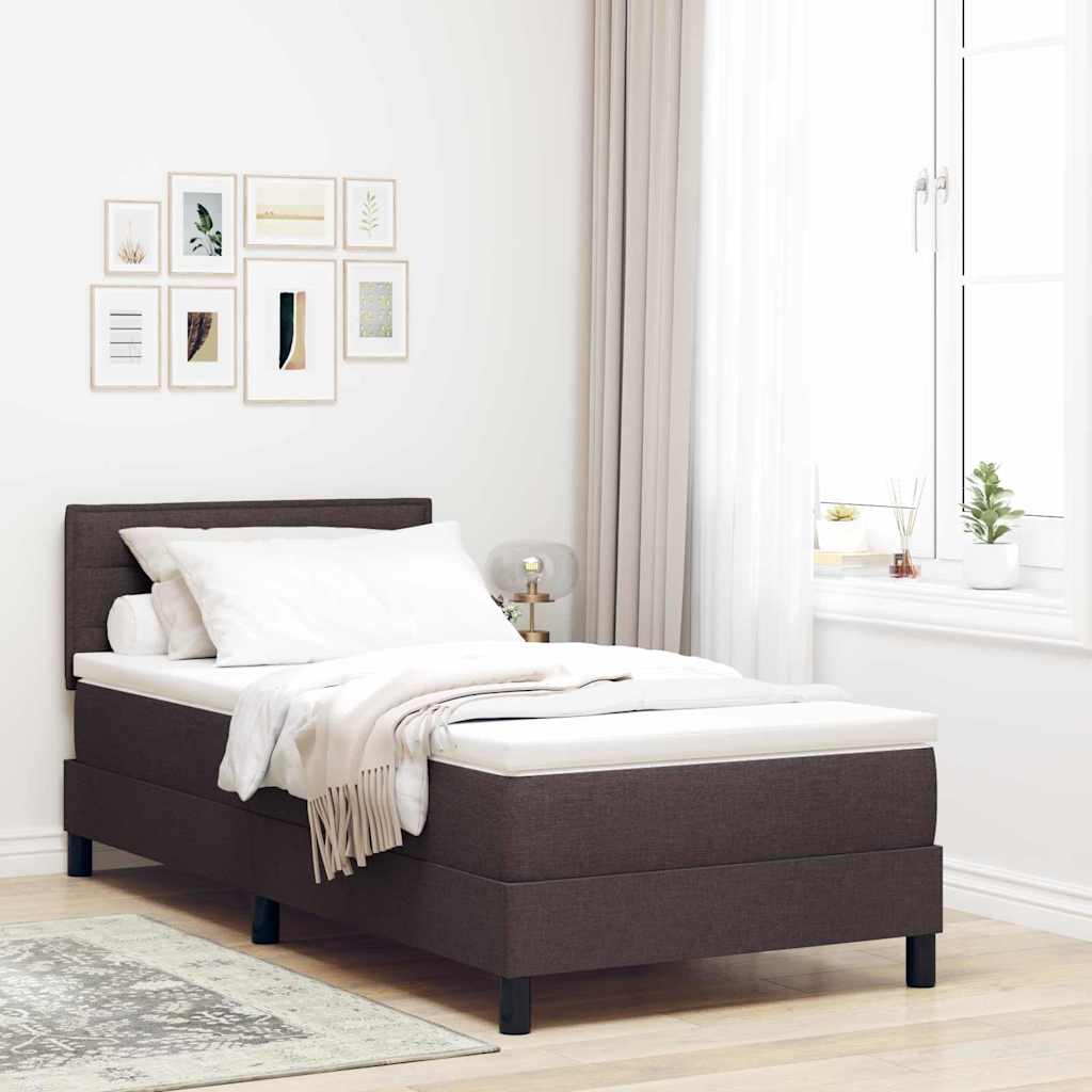 vidaXL Pat cu arcuri cu saltea Maro închis 90 x 190 cm țesătură