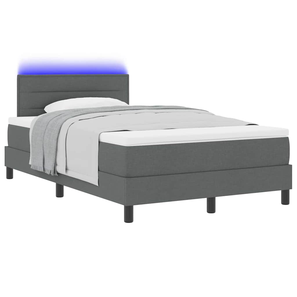 Thumbnail - vidaXL LED Boxspringbett mit Matratze Dunkelgrau 120x200 cm Stoff