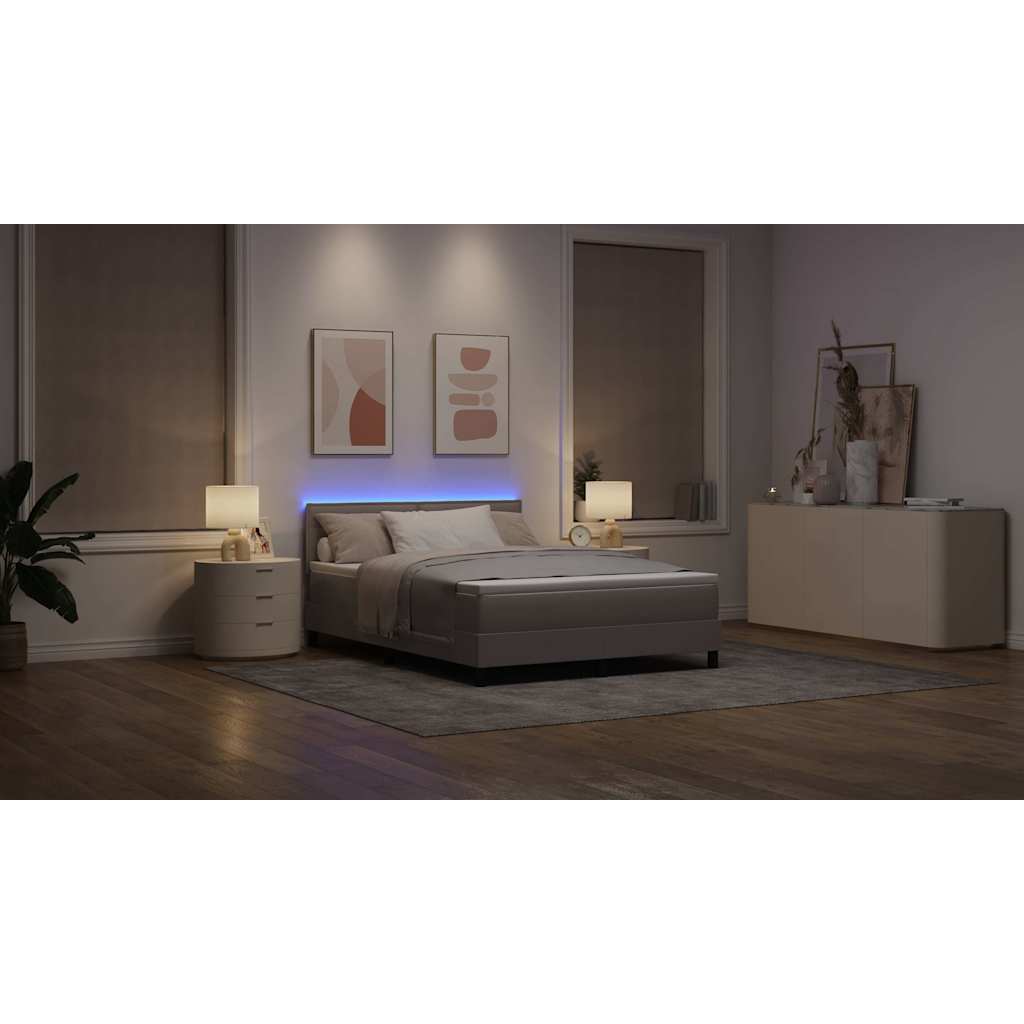 Postel s boxspringem s matrací s LED Taupe 140 x 190 cm textil - obrázek 5